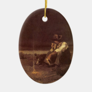 Vintage Western Cowboys, Plains Herder by NC Wyeth Ceramic Tree Decoration