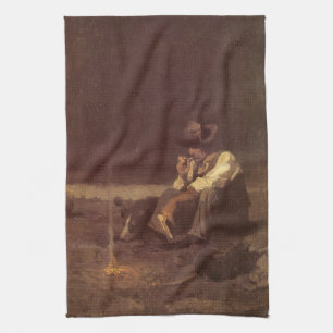 Vintage Western Cowboys, Plains Herder by NC Wyeth Tea Towel