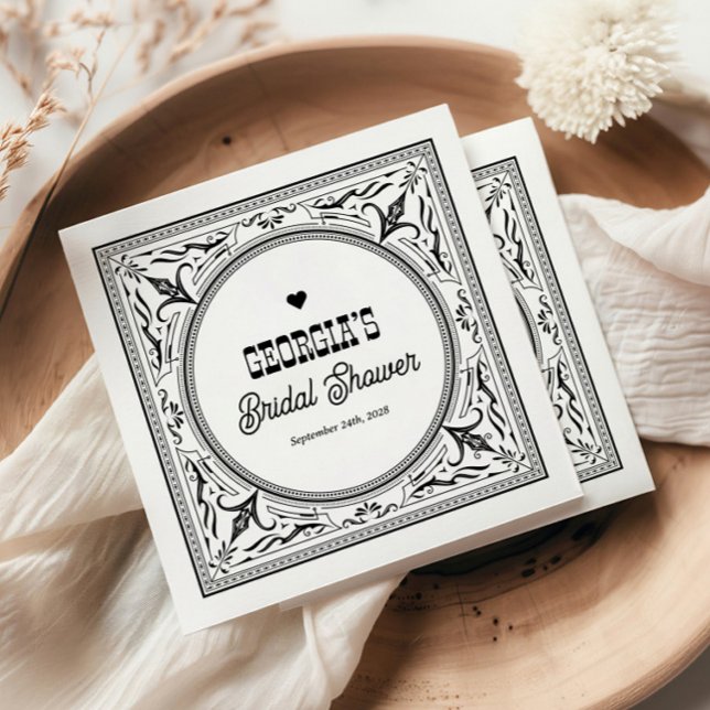 Vintage Western Cowgirl Chic Rustic Bridal Shower Napkin (Creator Uploaded)