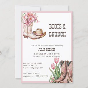 Vintage Western Cowgirl Floral Boots Bridal Shower Invitation