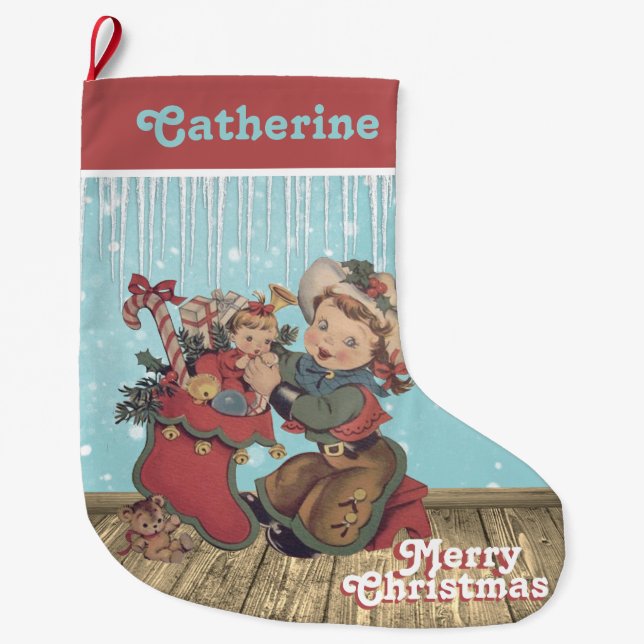 Vintage Western Cowgirl Kid and Christmas Stocking (Front)