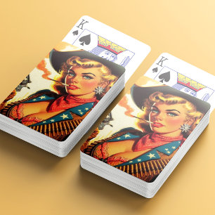 Vintage Western Cowgirl Pin Up Playing Cards