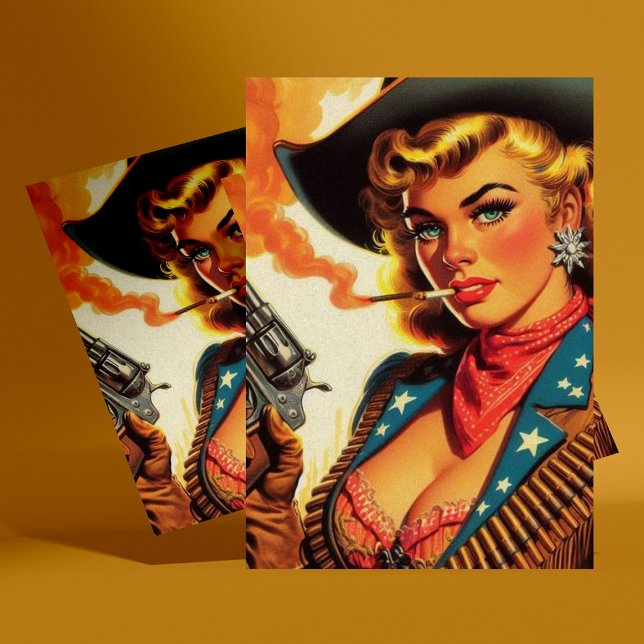 Vintage Western Cowgirl Pin Up Postcard (Creator Uploaded)