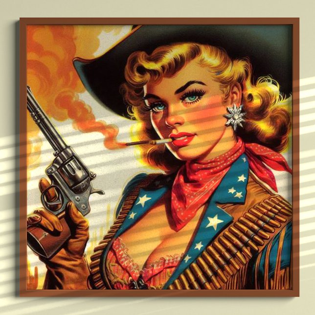 Vintage Western Cowgirl Pin Up Poster (Creator Uploaded)