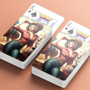 Vintage Western Cowgirl Playing Cards