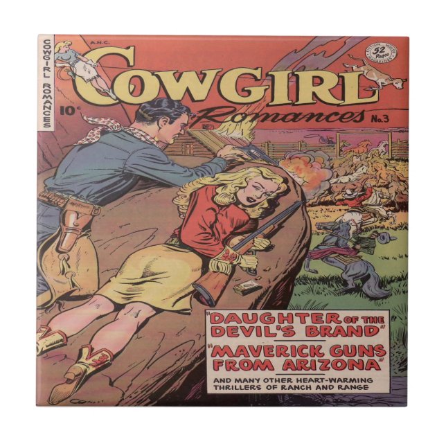 Vintage Western Cowgirl Roamce Tile (Front)