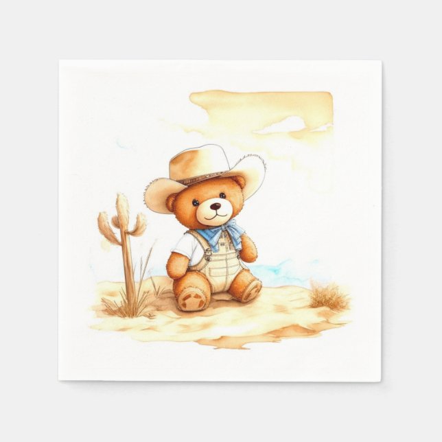 Vintage Western Delight Cowboy Baby Shower Napkins (Front)