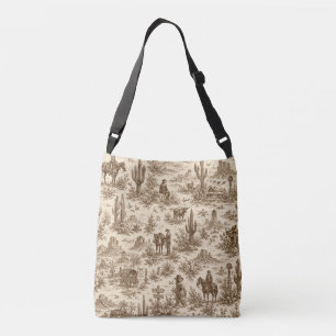 Vintage Western Desert Toile Seamless Pattern Crossbody Bag