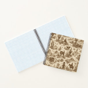 Vintage Western Desert Toile Seamless Pattern Notebook