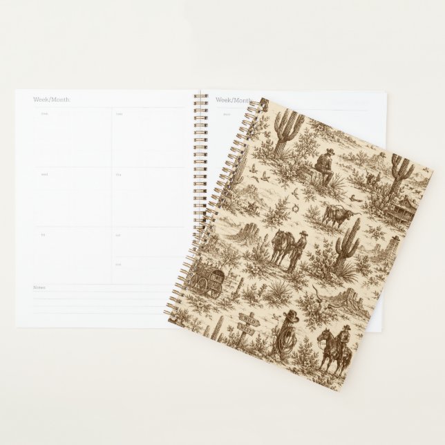 Vintage Western Desert Toile Seamless Pattern Planner (Display)