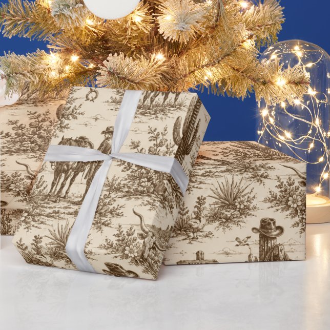 Vintage Western Desert Toile Seamless Pattern Wrapping Paper (Holidays)