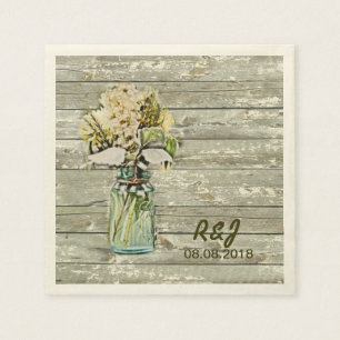 vintage western flowers mason jar barn wedding napkin