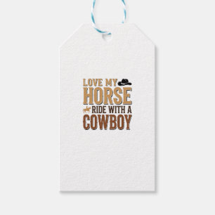 Vintage Western Horse and Cowboy Quote Shirt Desig Gift Tags