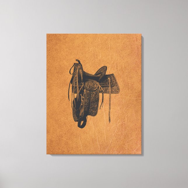 Vintage Western Horse Saddle  Canvas Print (Front)