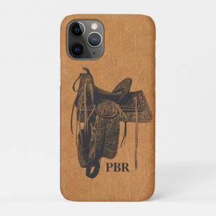 Vintage Western Horse Saddle Monogram  iPhone 11 Pro Case