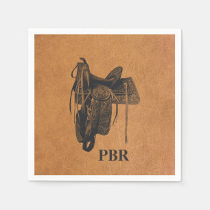 Vintage Western Horse Saddle Monogram Napkin