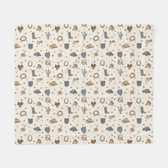 Vintage Western Icons Pattern Fleece Blanket (Front (Horizontal))
