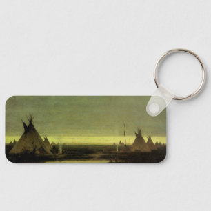 Vintage Western, Indian Camp at Dawn by Tavernier Key Ring