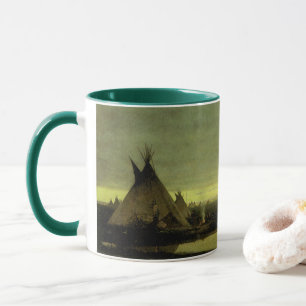 Vintage Western, Indian Camp at Dawn by Tavernier Mug