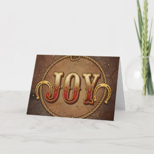 Vintage Western Joy Christmas Holiday Card