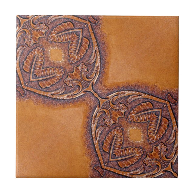 vintage western mediaeval renaissance leather tile (Front)