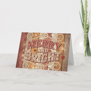 Vintage Western Merry and Bright Christmas Holiday Card