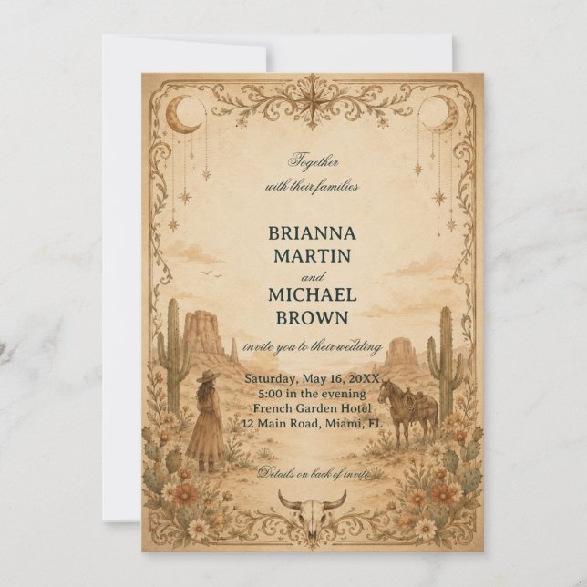 Vintage Western Midnight Elegant Invitation (Front)