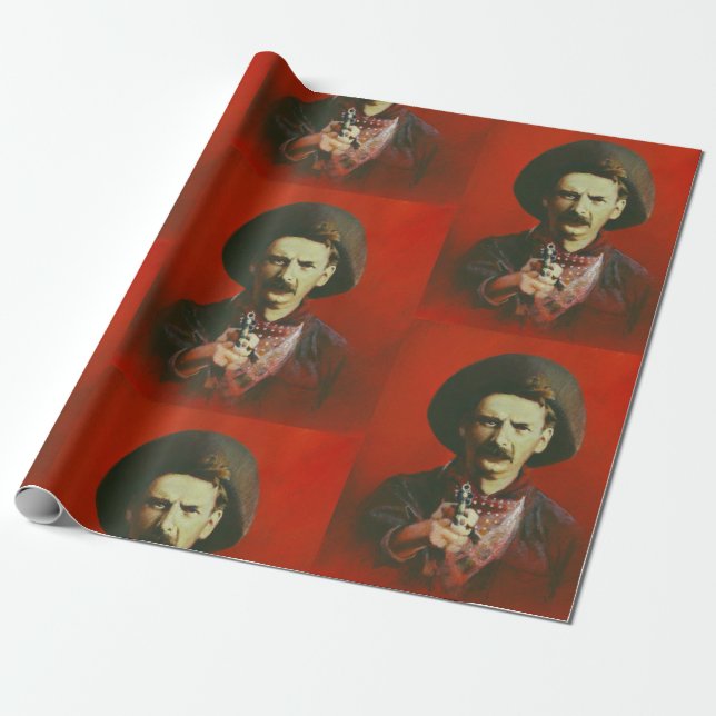 Vintage Western Outlaw Wrapping Paper (Unrolled)