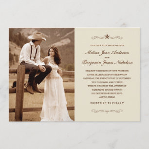 Vintage Western Photo Wedding Invitations