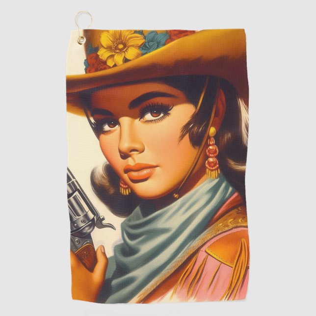 Vintage Western Pin-up Golf Towel (Front)