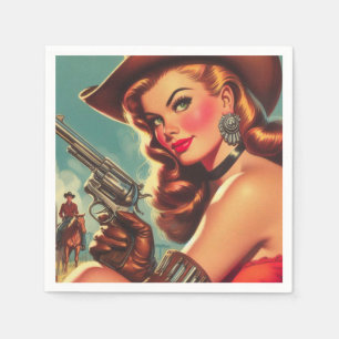 Vintage Western Pin-up Napkin