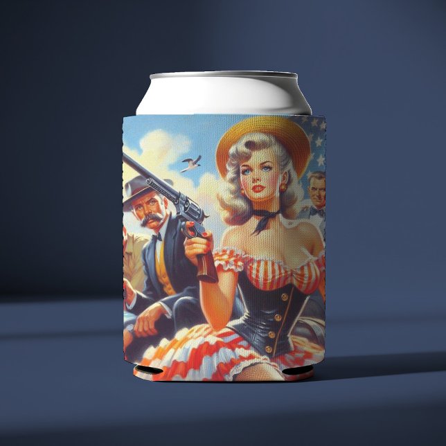 Vintage Western Pulp Girl Can Cooler (Creator Uploaded)
