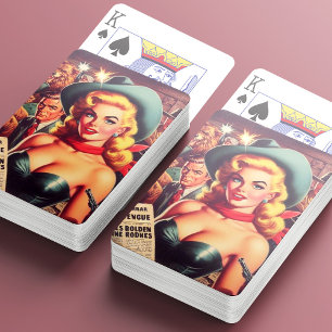 Vintage Western Pulp Girl Playing Cards