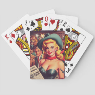 Vintage Western Pulp Girl Playing Cards