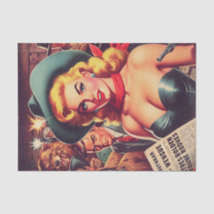 Vintage Western Pulp Girl Tissue Paper
