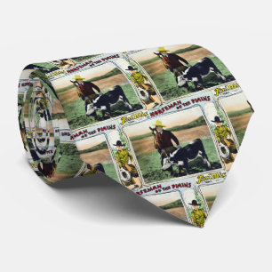 Vintage Western Ranch Cowboy with Calf 2 Tie