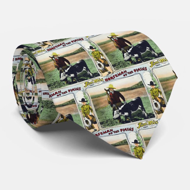 Vintage Western Ranch Cowboy with Calf 2 Tie (Rolled)