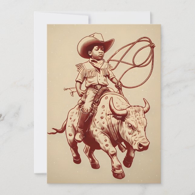 Vintage Western Ride Proud Little Cowboy Invitation (Front)