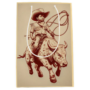 Vintage Western Ride Proud Little Cowboy Medium Gift Bag