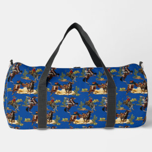 Vintage Western Rodeo Events Cowgirl Cowboy     Duffle Bag