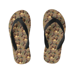Vintage Western Rodeo Events Cowgirl Cowboy Kid's Flip Flops