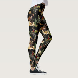 Vintage Western Rodeo Events Cowgirl Cowboy  Leggi Leggings