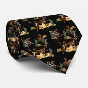 Vintage Western Rodeo Events Cowgirl Cowboy     Ne Tie