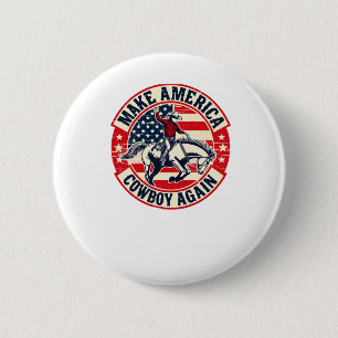 Vintage Western Rodeo Usa Flag Makes America A Cow 6 Cm Round Badge