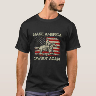 Vintage Western Rodeo USA Flag Makes America A Cow T-Shirt