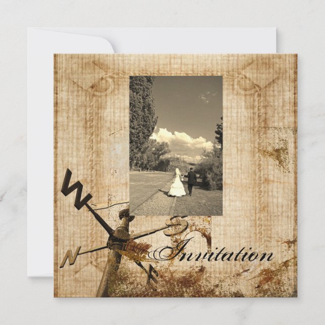 Vintage Western Rustic Country Wedding Invitation (Front)