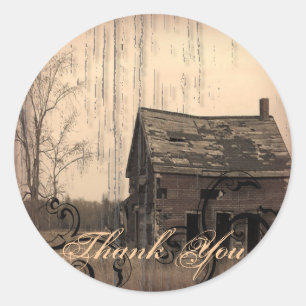 Vintage Western Rustic farm barn Country Wedding Classic Round Sticker