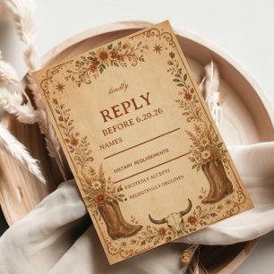 Vintage Western Rustic RSVP Card