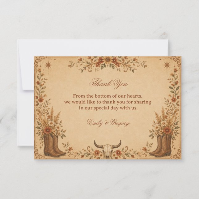 Vintage Western Rustic Thank You Card (Front)