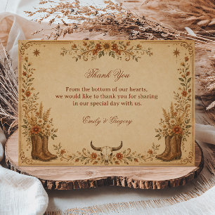 Vintage Western Rustic Thank You Card